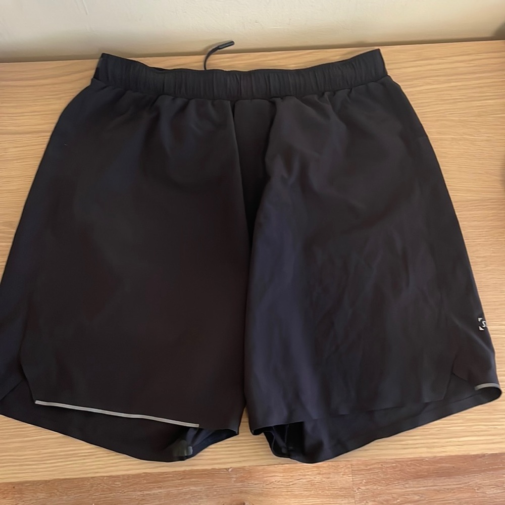 Lululemon male running shorts; size medium; black; linerless!